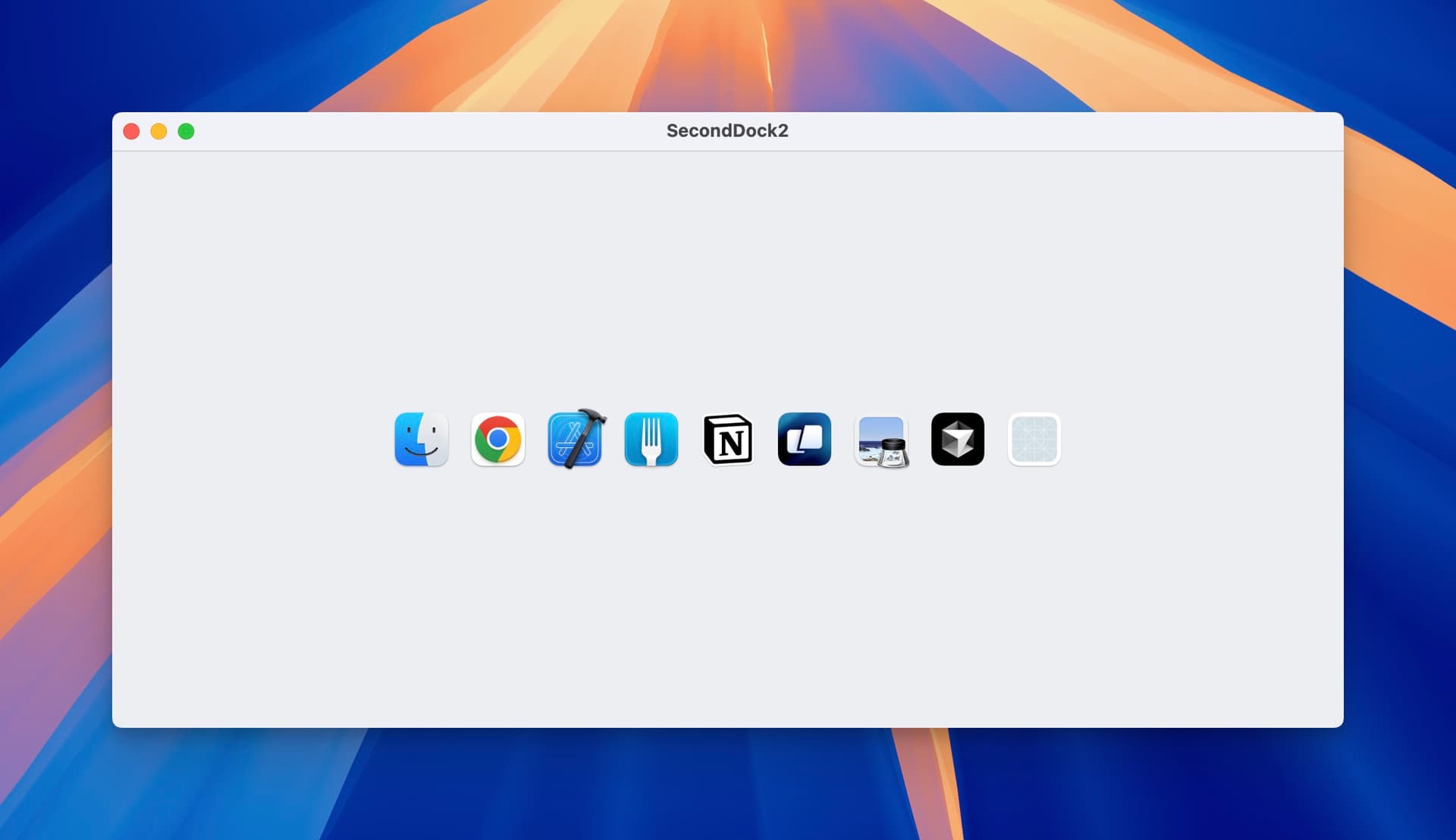 Simple horizontal dock with application icons